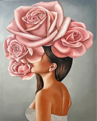 Pink-roses--lady-paint-by-numbers