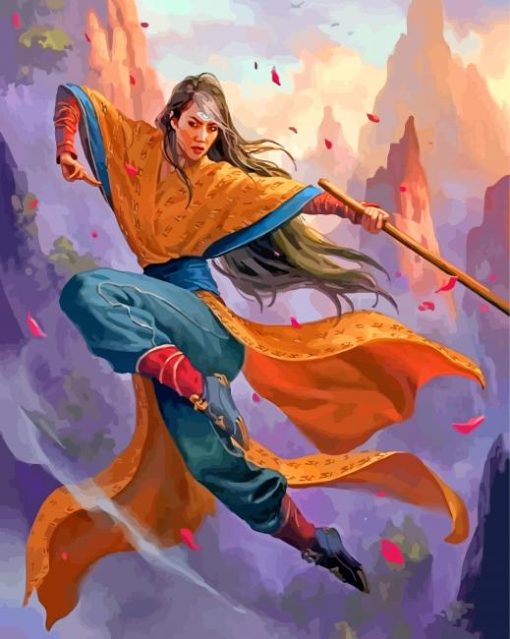 kung-fu-woman-paint-by-number