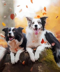 Dogs In Autumn Saison Paint By Numbers