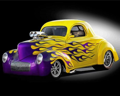 Yellow Purple Willys Coupe Paint By Number