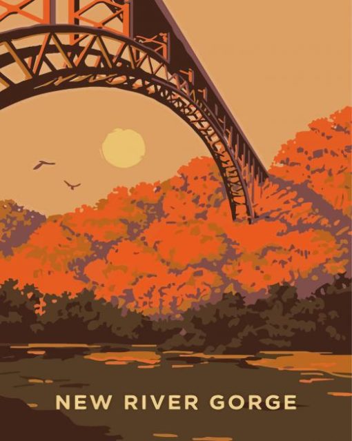 Aesthetic New River Gorge Poster Paint By Numbers