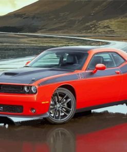 Black And Red Dodge Challenger Scat Paint By Numbers