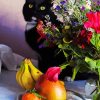 Black Cats And Flowers With Fruits Paint By Number