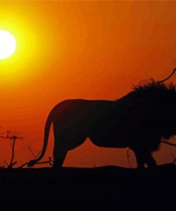 Lion Sunset Silhouette Paint By Numbers