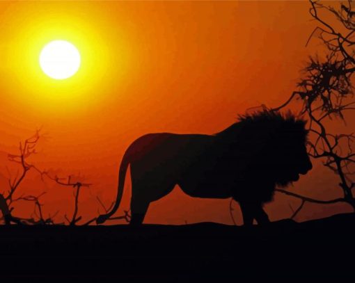 Lion Sunset Silhouette Paint By Numbers