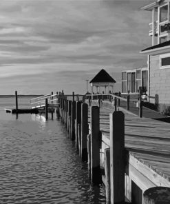 Black And White Chincoteague Pier Paint By Numbers