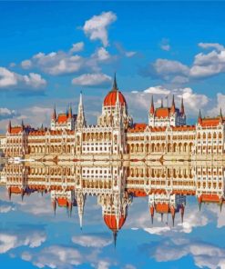 Budapest Parliament Water Reflection Paint By Numbers