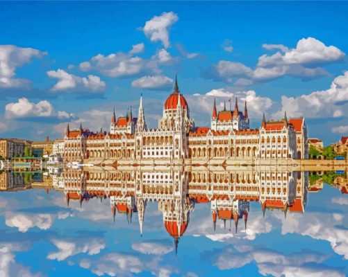 Budapest Parliament Water Reflection Paint By Numbers