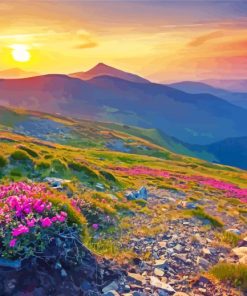Carpathian Mountains Range At Sunset Paint By Numbers