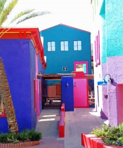 Colorful Buildings Barrio Tucson Paint By Numbers
