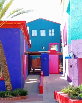 Colorful Buildings Barrio Tucson Paint By Numbers