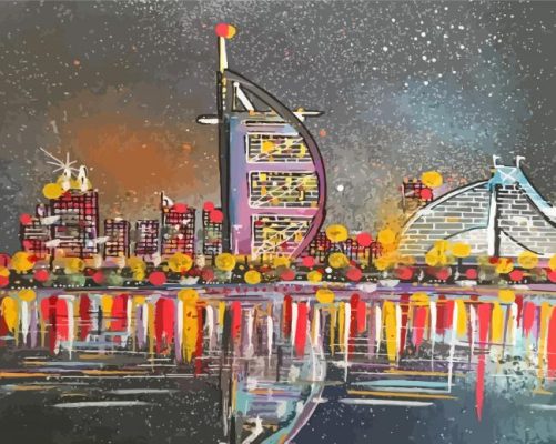 Dubai At Night Art Paint By Numbers