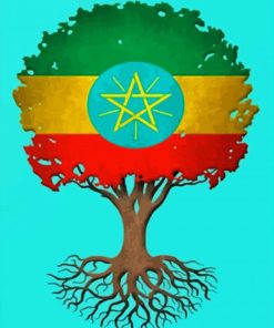 Ethiopia Tree Flag Paint By Numbers