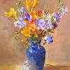 Freesia Flower Blue Vase Paint By Numbers