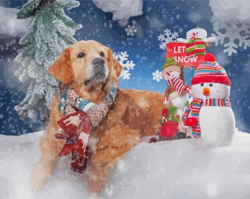 Golden Retriever Merry Christmas Paint By Numbers