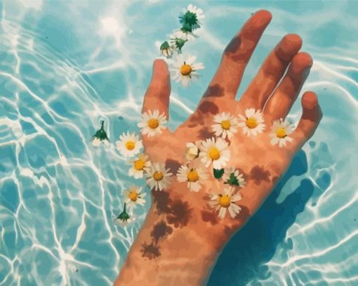 Hand In Water And Daisies Paint By Numbers