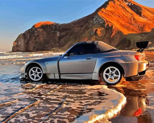 Honda S2000 At The Beach Paint By Numbers