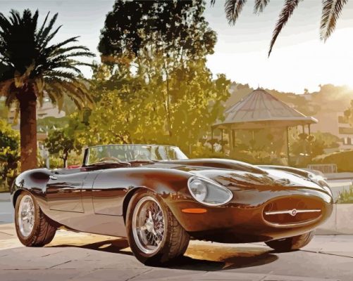 Jaguar E Type With Sunset Paint By Numbers