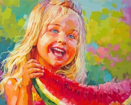 Little Girl With Watermelon Paint By Numbers