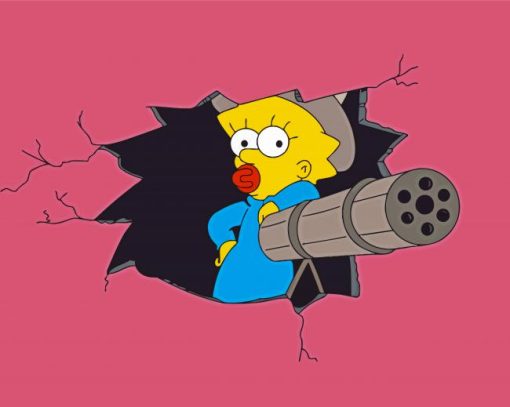 Maggie Simpson With Gun Paint By Numbers