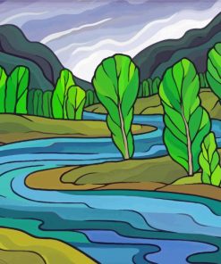 Mountains River Nature Art Paint By Numbers