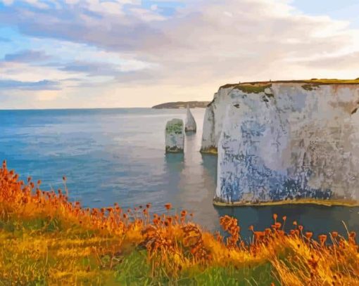 Old Harry Rocks Studland Landscape Paint By Numbers