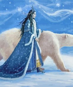 Princess And Bear In The Snow Paint By Numbers