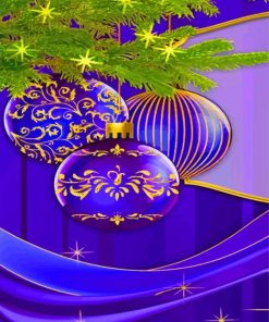 Purple Christmas Baubles Paint By Numbers