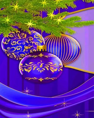 Purple Christmas Baubles Paint By Numbers