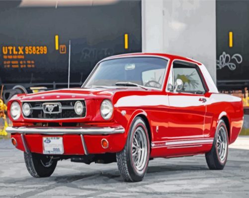 Red 66 Mustang Paint By Numbers