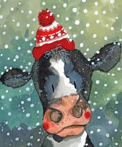 Snow Christmas Cow Paint By Numbers