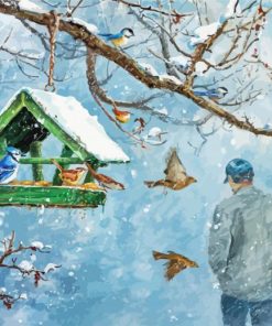 Snow Tree Birdfeeder Paint By Numbers