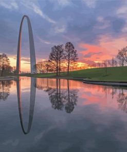 St Louis Arch Sunset Paint By Numbers