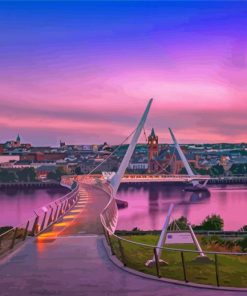 Sunset At Derry The Peace Bridge Paint By Numbers