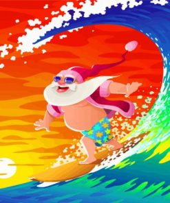 Surfing Santa At Sunset Paint By Numbers