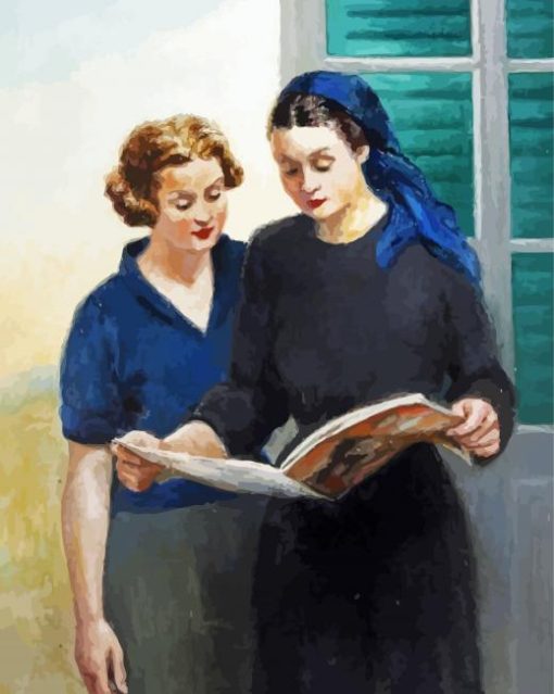 Two Ladies Reading Paint By Numbers