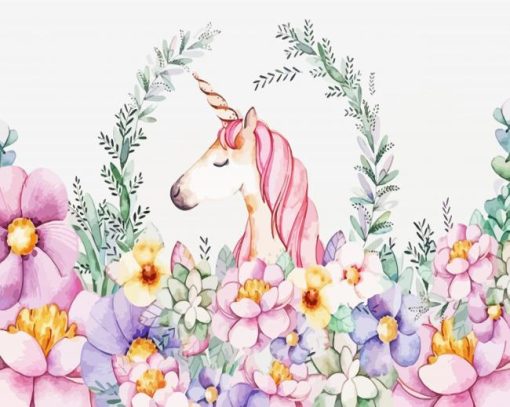 Unicorn With Flowers Art Paint By Numbers