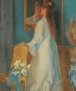 Woman In Front Of Mirror With Dress Paint By Numbers
