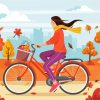 Woman Riding Bicycle Paint By Numbers