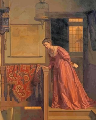 Young Woman On Stair Paint By Numbers