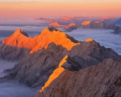 Zugspitze At Sunset Paint By Numbers