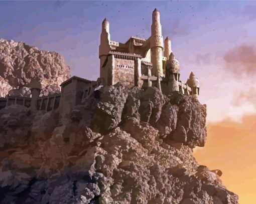 Aesthetic Cliff Side Castle Paint By Numbers