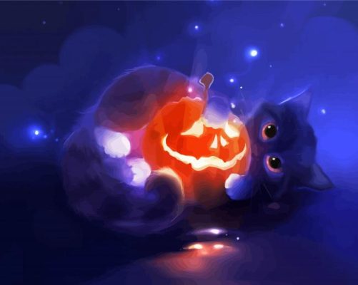 Aesthetic Halloween Cat Art Paint By Numbers