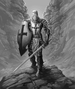 Black And White Knight Templar Art Paint By Numbers