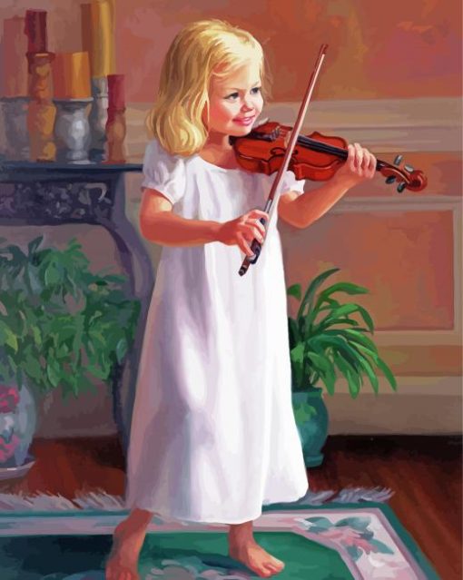 Blonde Girl Playing Violin Paint By Numbers