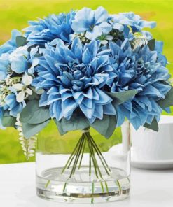 Blue Dahlia In Glass Vase Paint By Numbers