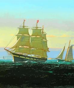 Clipper Ship With Sailing Boats Paint By Numbers