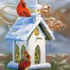 Cool Birdhouse And Cardinals Paint By Numbers
