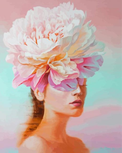 Cool The Girl With The Peonies Head Paint By Numbers