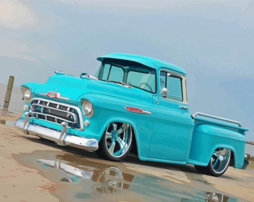 Cyan Old Chevy Truck Paint By Numbers